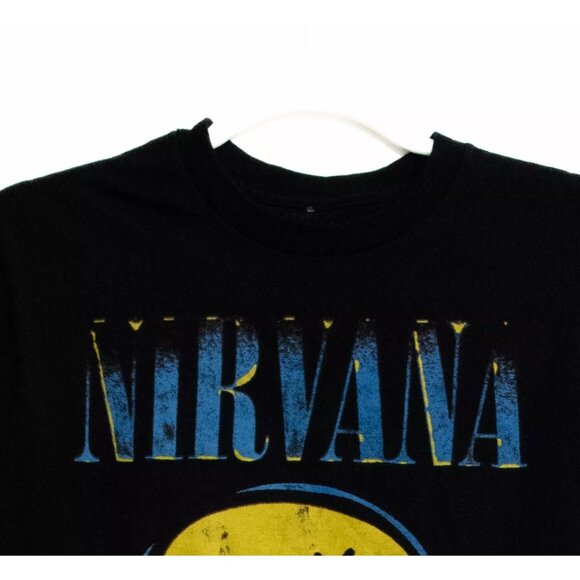 Nirvana Mens Black Cotton Graphic Tee Casual Crew Neck Pullover Short Sleeve S - Picture 5 of 7